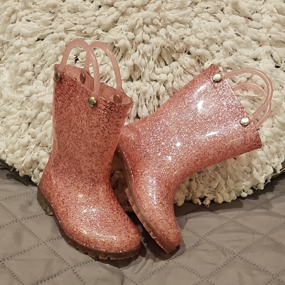 Kushyshoo Pink Glitter "Light Up"  Rain & Snow Boots